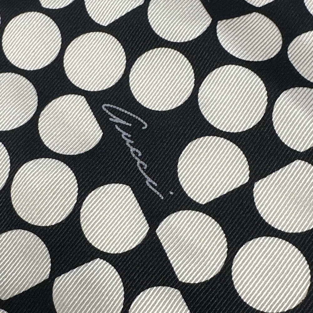 Gucci 100% Silk Scarf Classic White Black Polka Dots Italy Diamond Shape - Picture 3 of 7